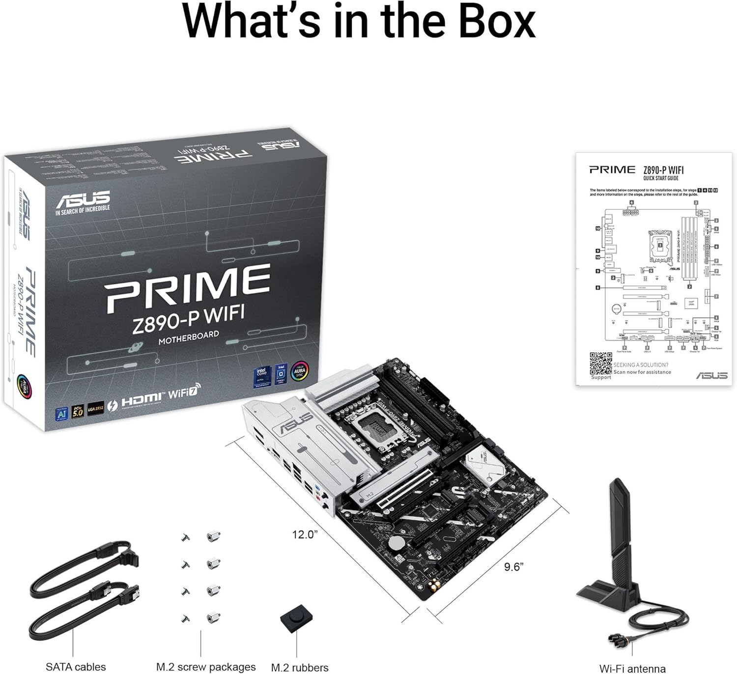 PRIME Z890-P WIFI, Scheda madre ATX, 14+1+2+1 Fasi di Alimentazione, Slot DDR5, PCIe 5.0, GPU di Nuova Generazione, Porta USB-C Thunderbolt 4, Wi-Fi 7, Q-Antenna