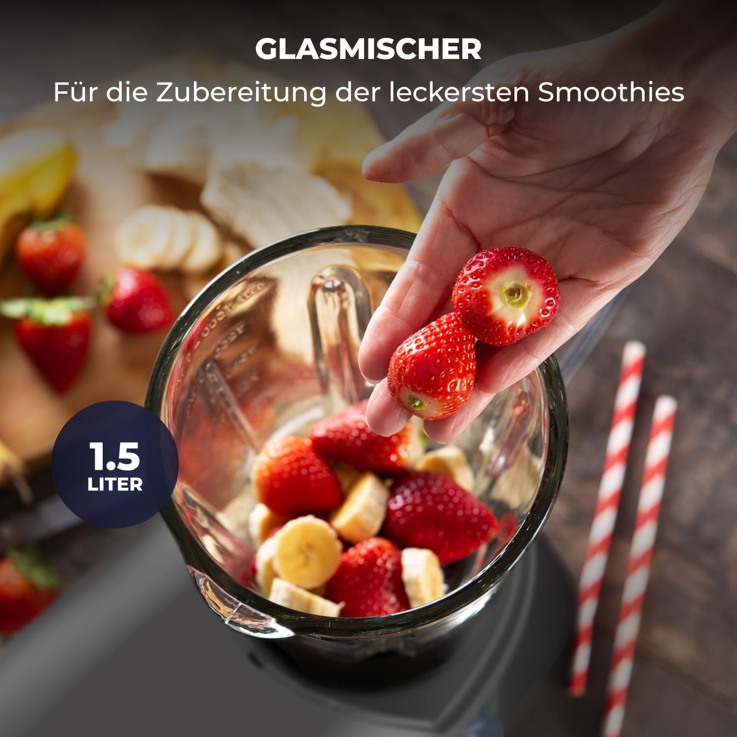 6-in-1 Küchenmaschine – 2000W – Mit Fleischwolf, 1,5L Entsafter, Gemüseschneider und Mehr – Knetmaschine mit 6,2L Rührschüssel, Rührhaken, Knethaken, Schlagbesen und Spritzschutz (Anthrazit)