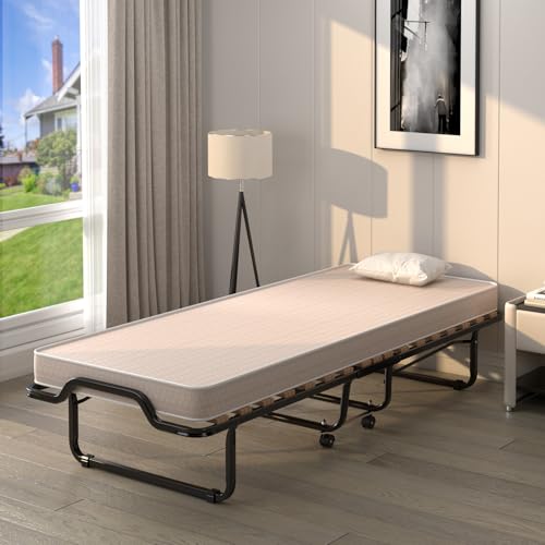 COSTWAY Letto Pieghevole, Beige, 90x200cm Matelas 10cm : Casa e cucina