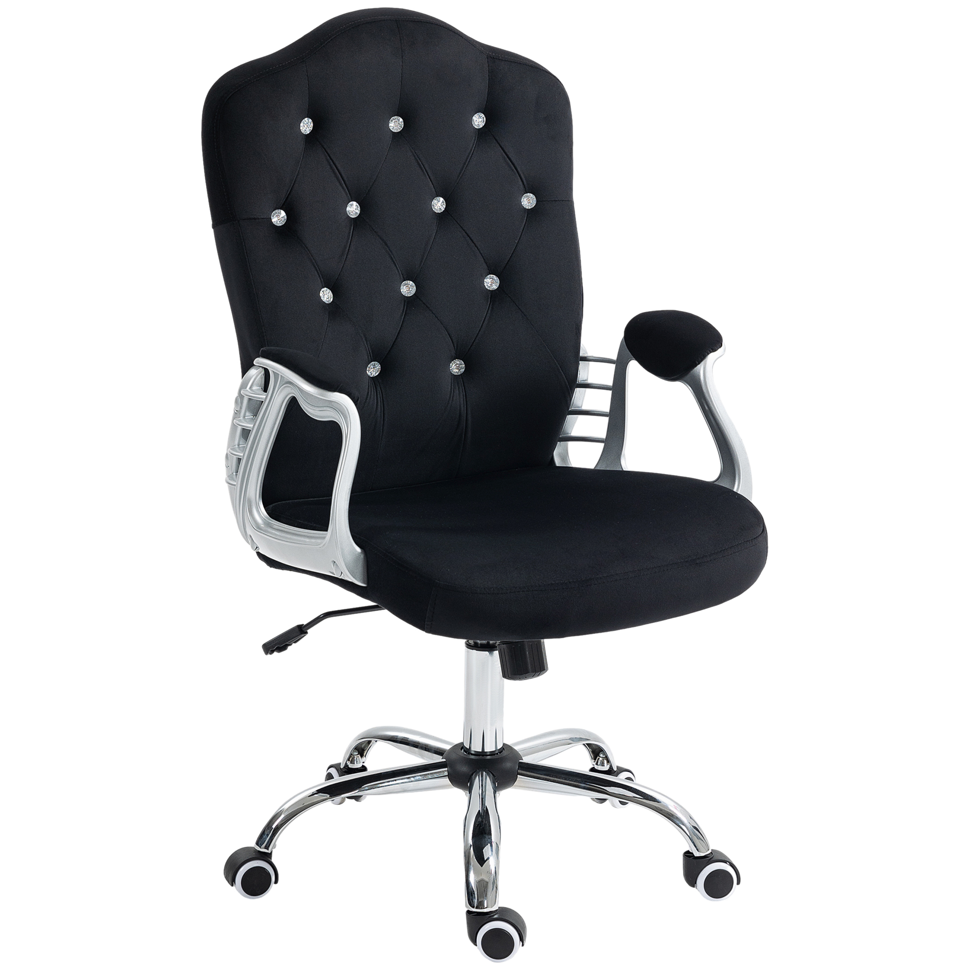 Vinsetto Bürostuhl, neigbare Lehne, höhenverstellbar, Samtoptik, bis 120 kg, Schwarz