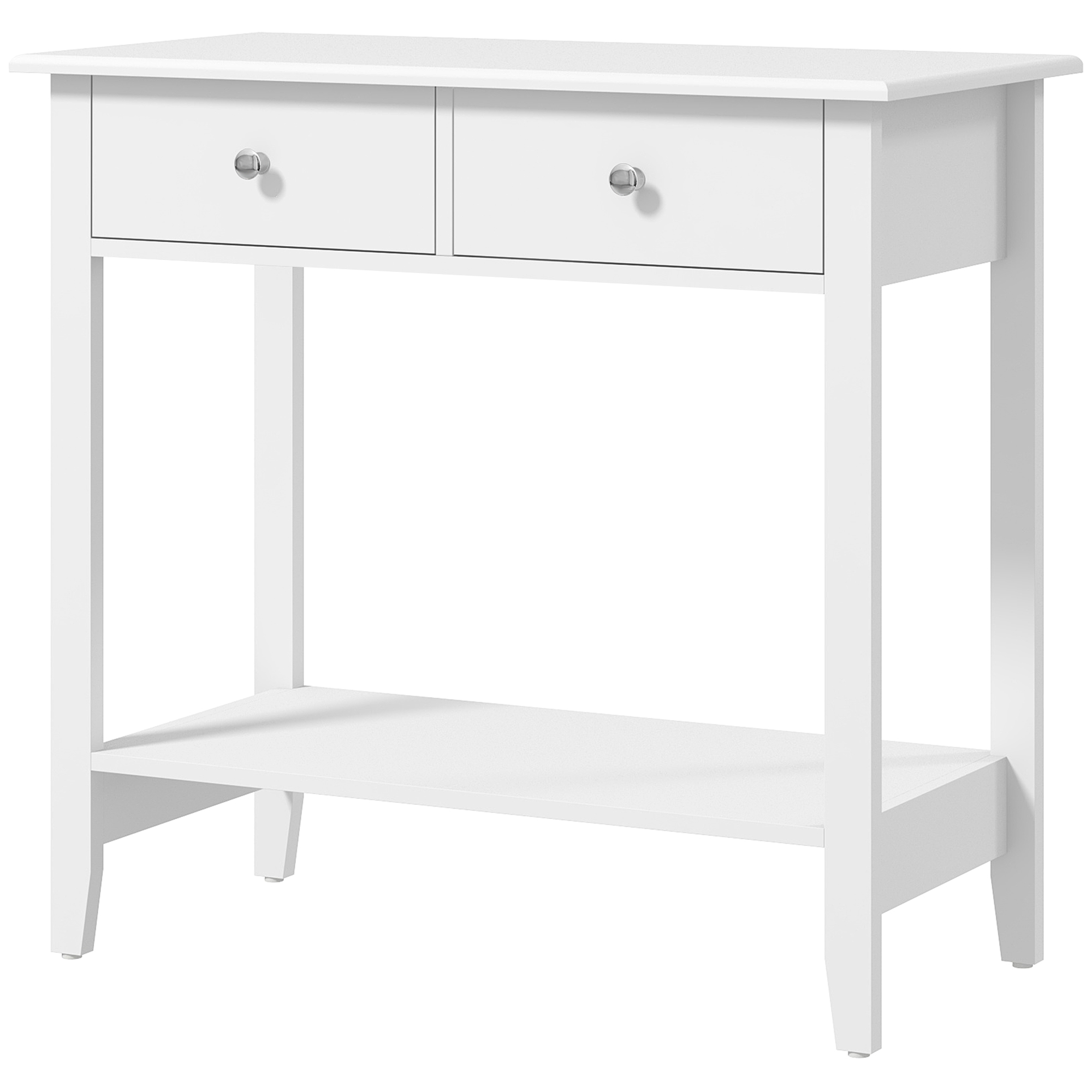 HOMCOM Konsolentisch, Sideboard, 2 Schubladen, untere Ablage, 80x40x75 cm, Weiß