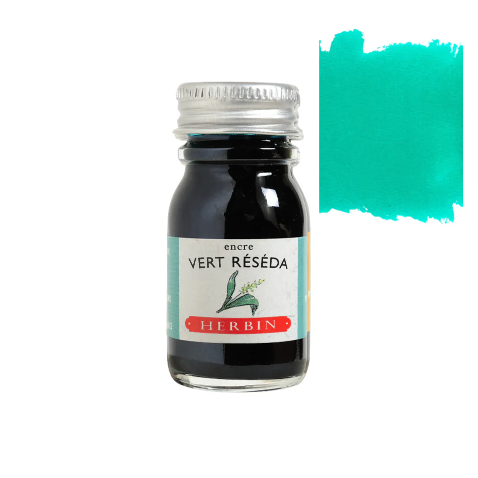 J. Herbin Fountain Pen Ink 10ml Bottle -35 Colors: Vert Reseda (Reseda Green)