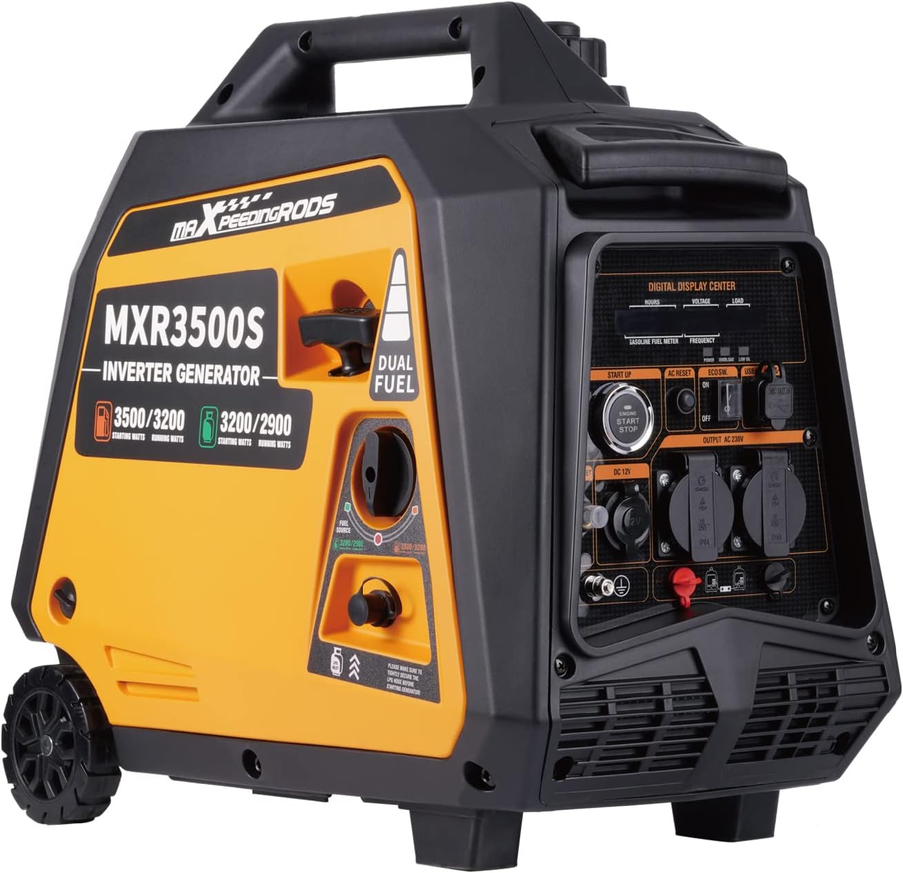 maXpeedingrods 3300W Generatore di Corrente Inverter Silenziato a Benzina 4 Tempi per all'Aperto Campeggio Partito Generator Elettrico Emergenza Portatile con Prese USB e 230V Leggero per Garage