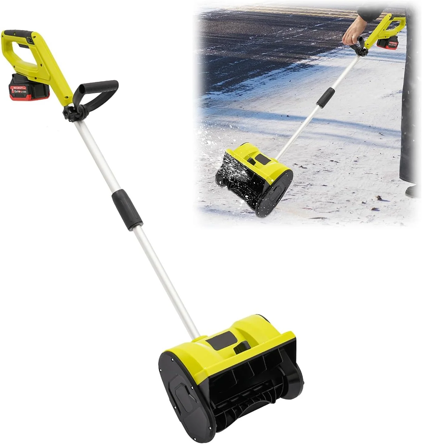 HUOMMGS Schneefräse, 1200 W, 16 cm, 33 cm, 8m, Kunststoff, Schwarz, Akku Elektrisch n Wurfreichweite & Einzugshöhe Kehrmaschine