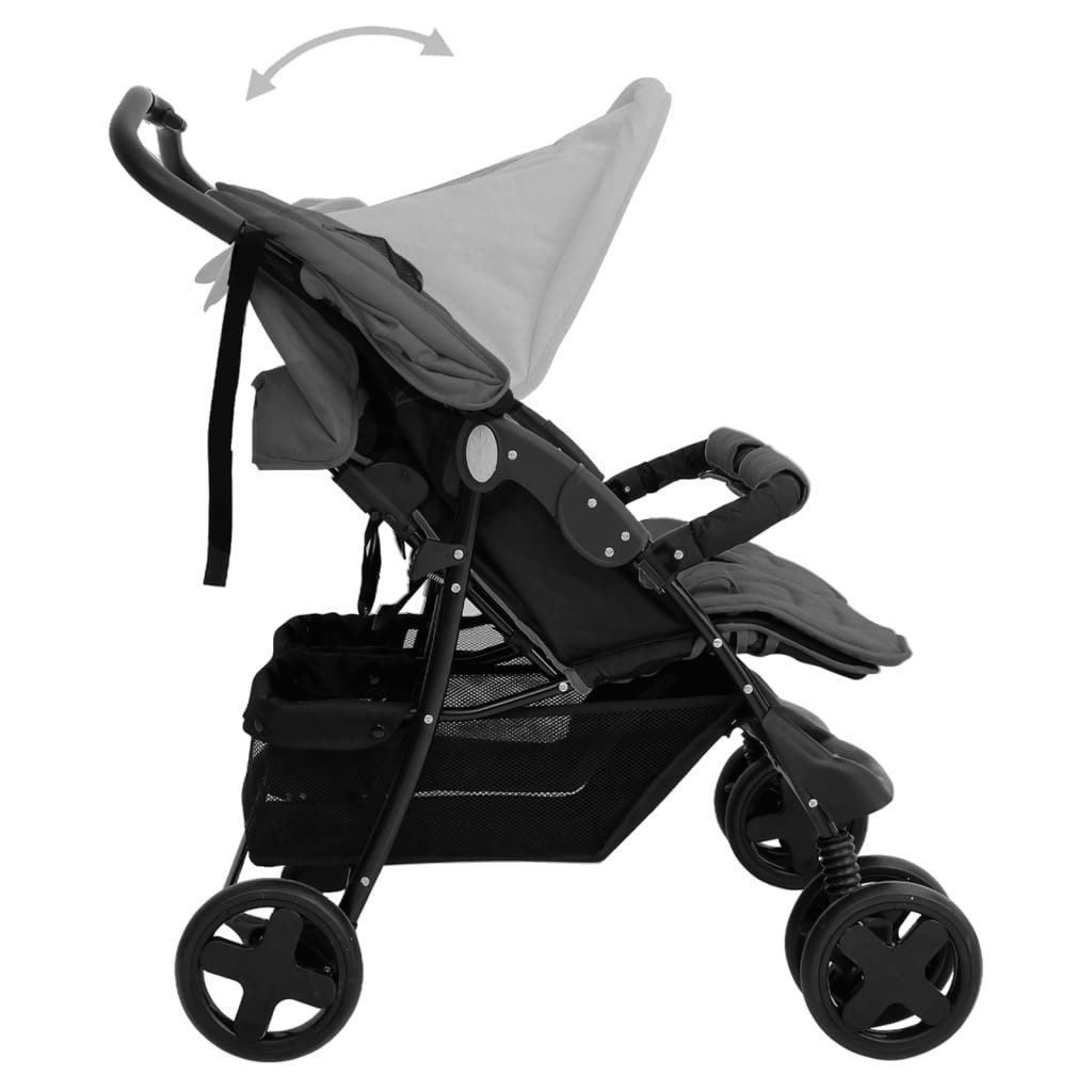 Kinder-Buggy aus Stahl, Leinen in Dunkelgrau