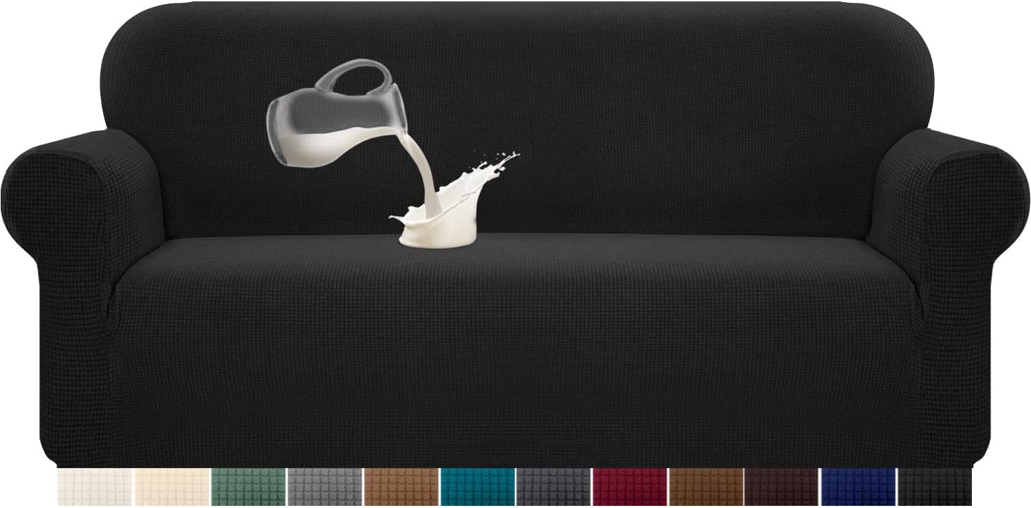Granbest Copridivano elasticizzato, impermeabile, 1 pezzo, in spandex, jacquard, con gommapiuma antiscivolo (3 posti, grigio)