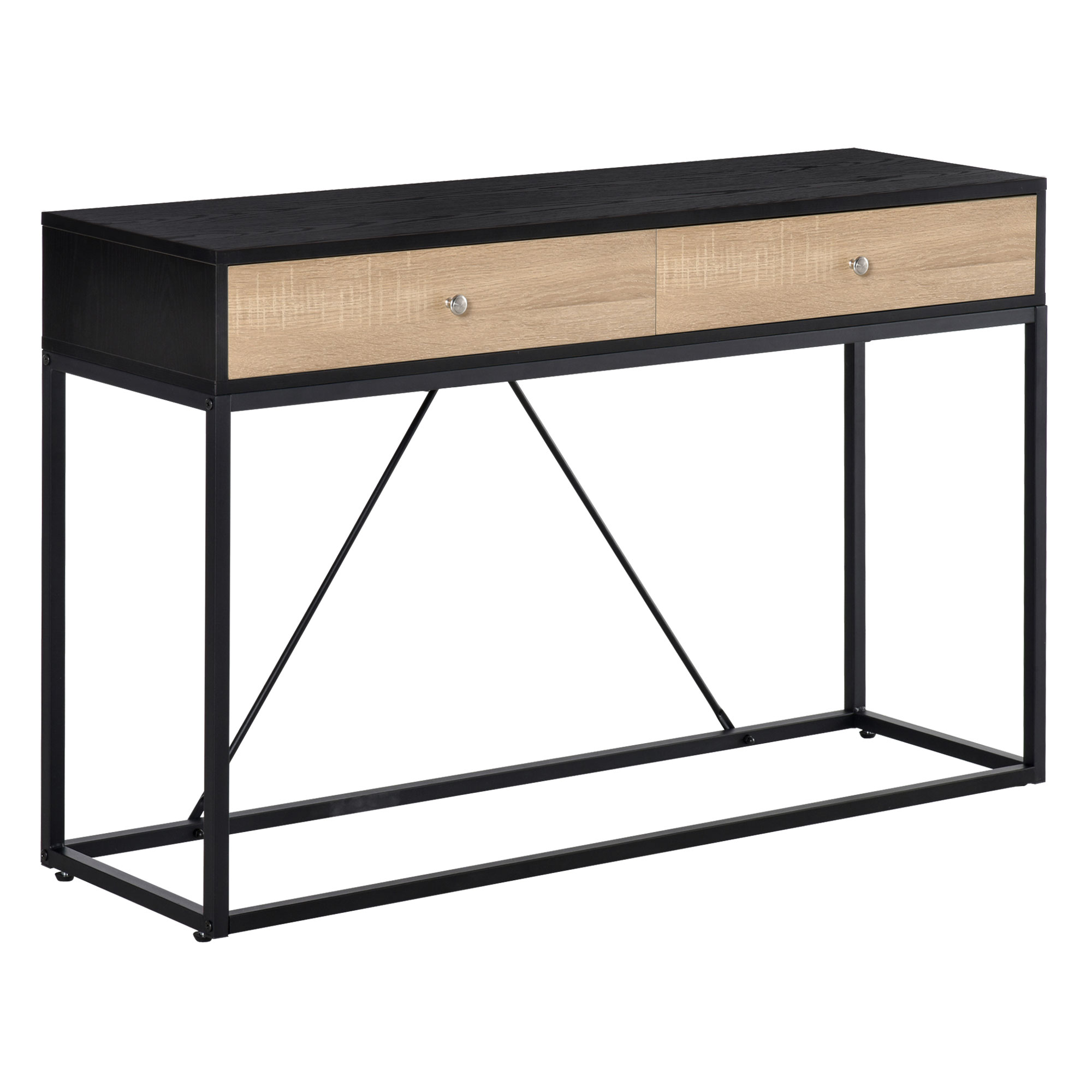 HOMCOM Konsolentisch Eingangstisch Modern für Wohnzimmer 2 Schubladen Metallrahmen Maße 120 x 35 x 75 cm