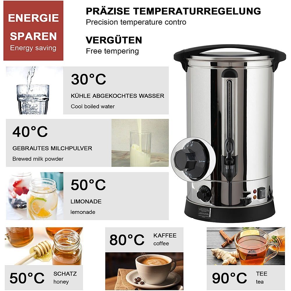 Heißgetränke- und Glühweinautomat Einkochautomat 7 L Glühweinkocher Glühweinkessel Thermostat Tee