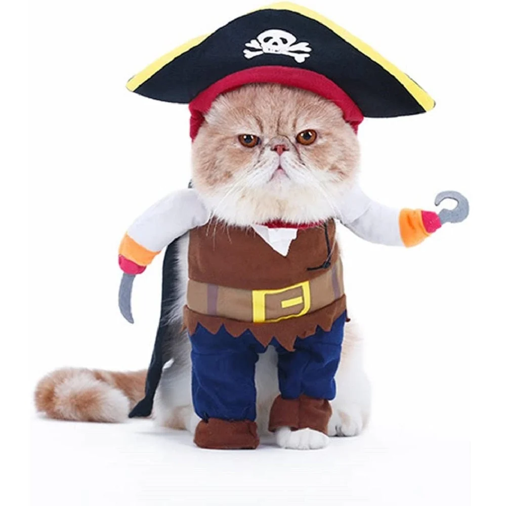 Pirate Halloween Dog & Cat Costume Funny Puppy Suit for Parties & Photo Shoots