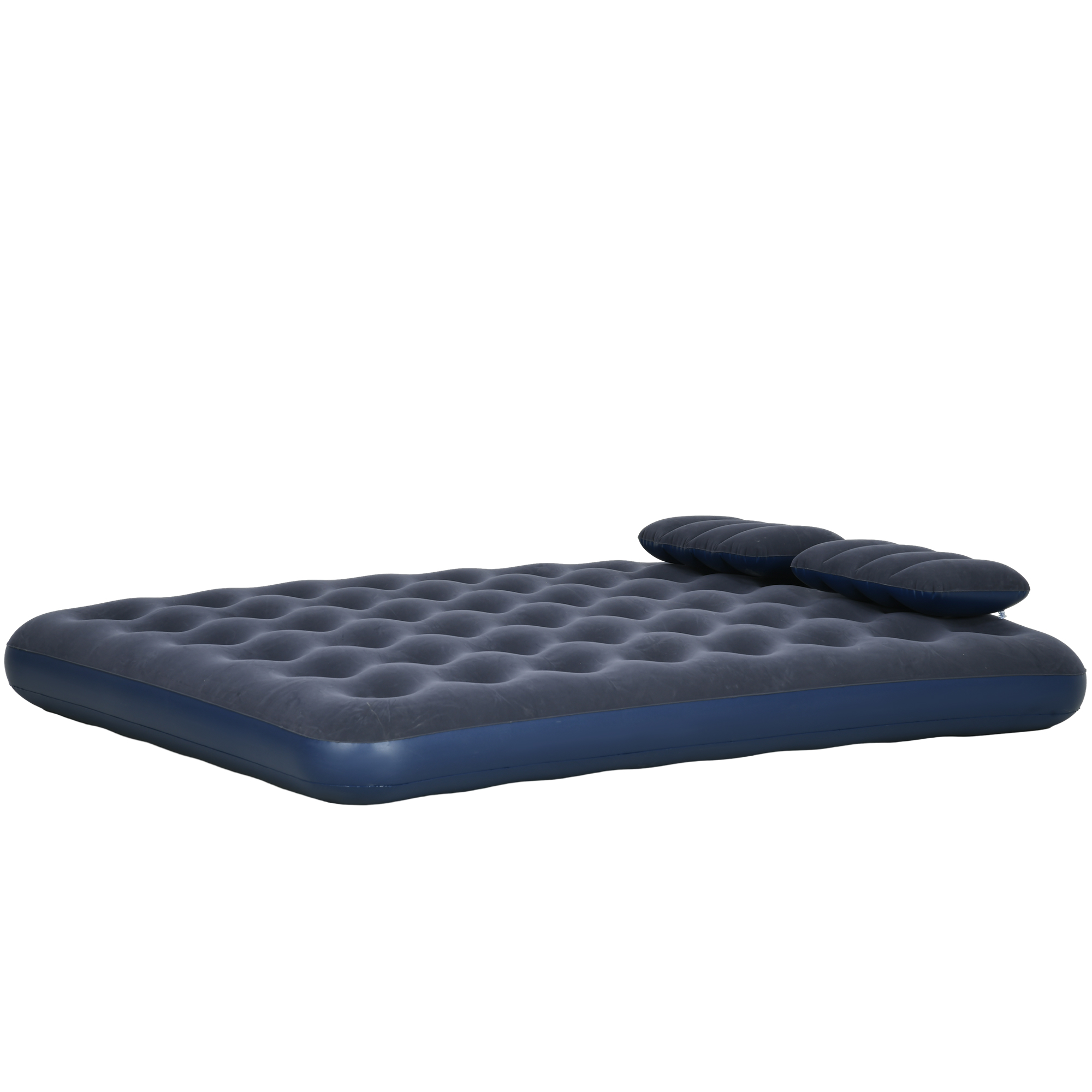 Outsunny Luftmatratze für 2 Personen mit integrierter Handpumpe, 2 Kopfstützen, beflockte Oberfläche, für Camping, Reisen, Blau