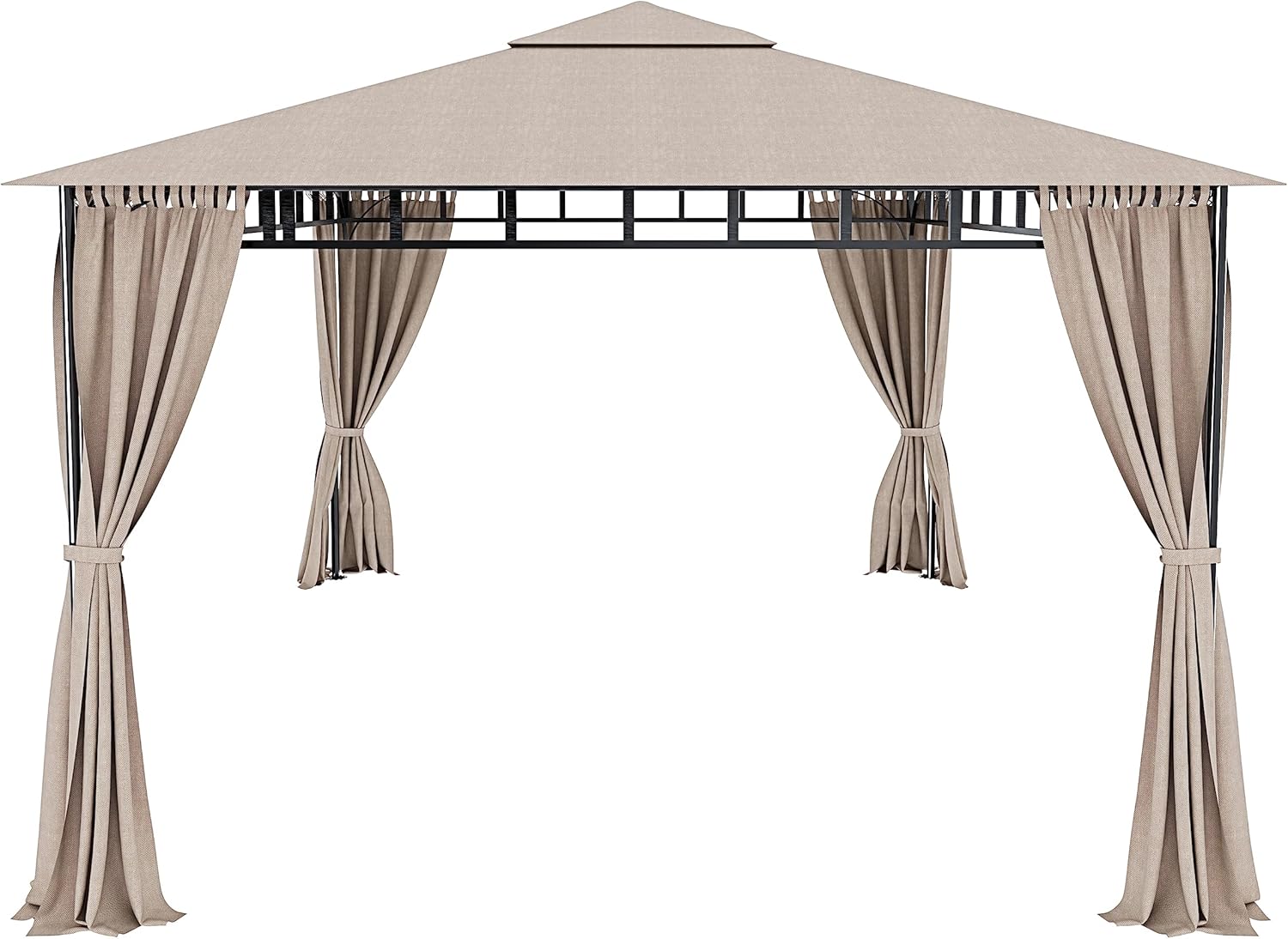 3 x 4 m Garden Gazebo with Folding Side Blinds Sturdy Steel Structure Waterproof Cover 180 g/m² with 4 Side Panels Outdoor Garden Pool Fairs Shading Privacy (Ecrù)