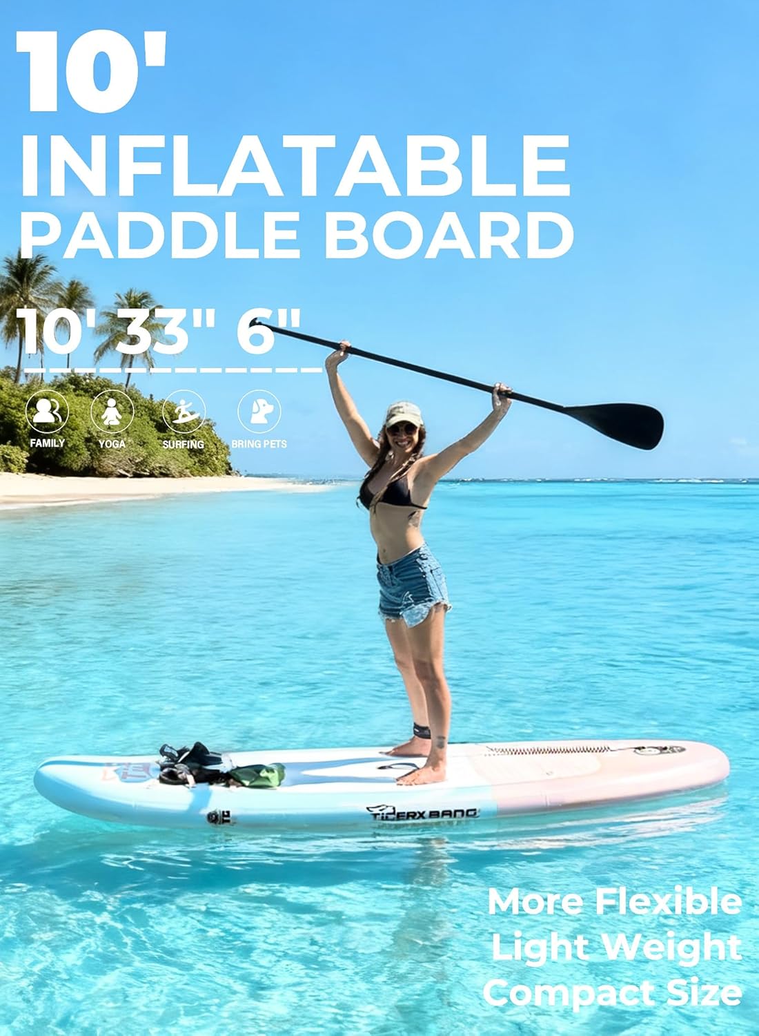 Tavola SUP Gonfiabile - Tavola da Stand Up Paddle Board Gonfiabile con Sedile per Adulti 200kg, Con supporto per cam, Portabicchieri, Doppia Pagaia, Zaino & Accessori Completi