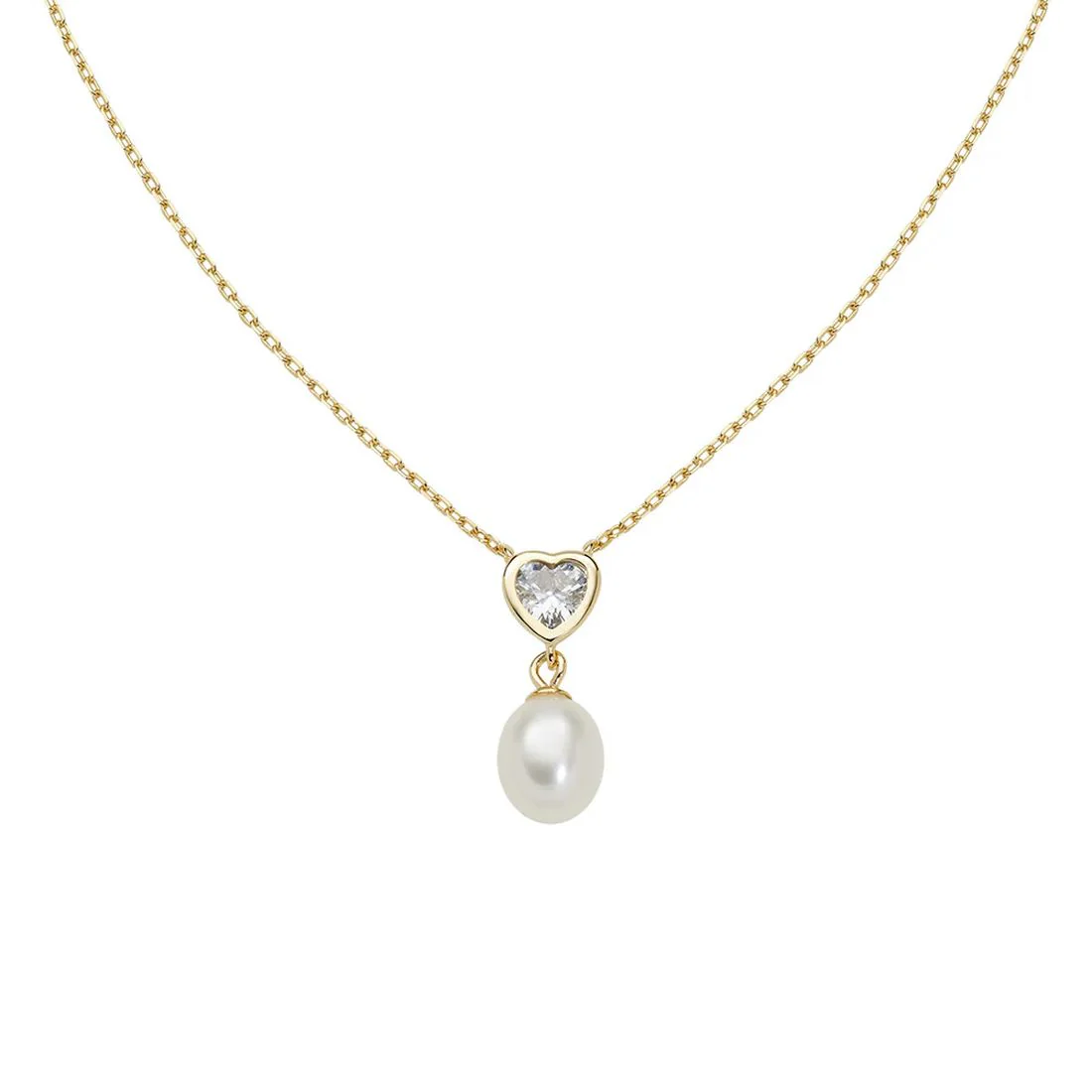 Collana Amen dorata ciondolo pietra a cuore con perla CLCUPEGBBZ3