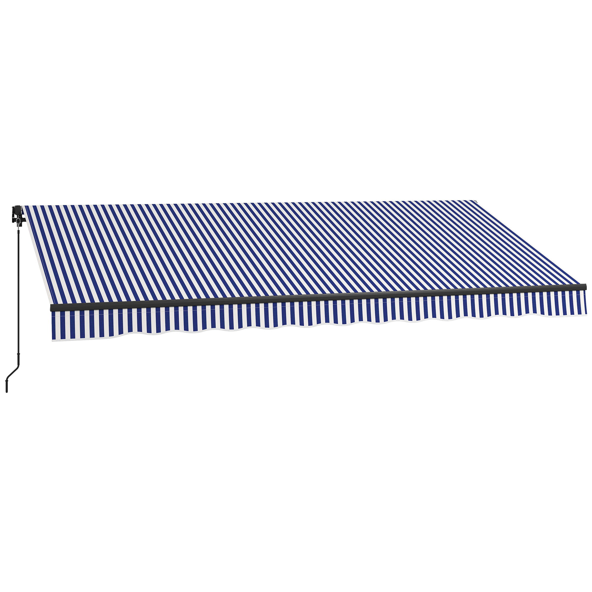 Outsunny Sonnenmarkise Markise Terrassenmarkise, inkl. Handkurbel, wetterbeständig, 396 cm x 300 cm, Blau + Weiß