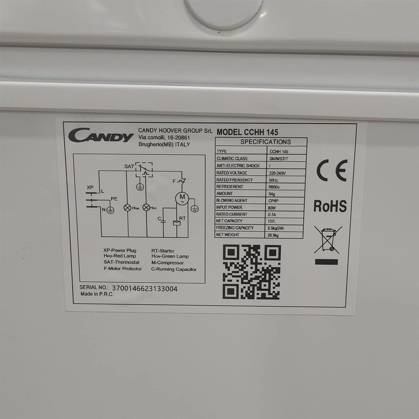 Congelatore a pozzetto Candy CCHH 145 137 L