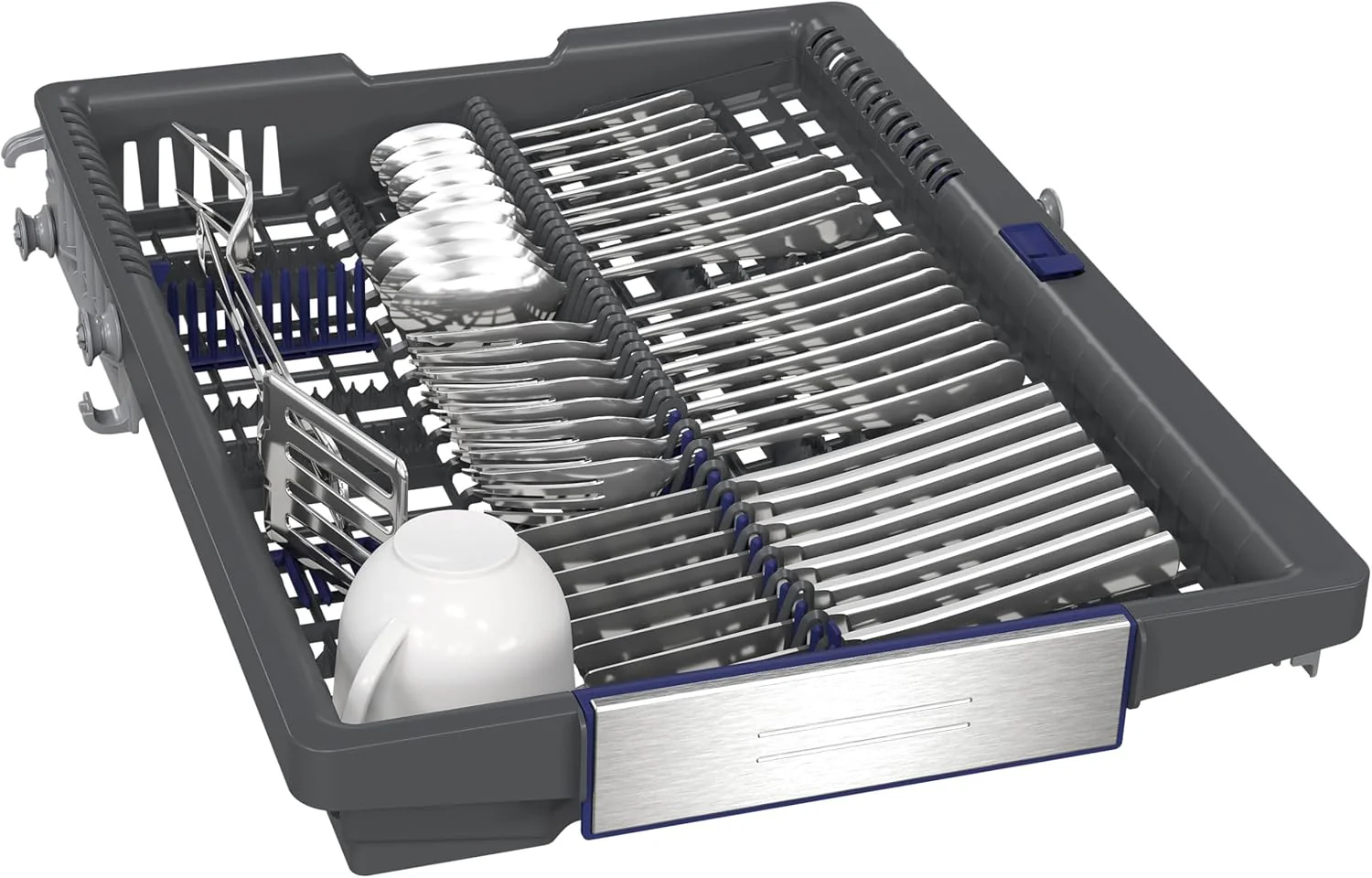 Siemens SR65YX08ME, iQ500 Smarter Geschirrspüler Vollintegriert, 45 cm breit, Besteckschublade, Zeolith, extra leise, aquaStop, automatische Türöffnung nach Programmende, varioSpeed, Innenbeleuchtung