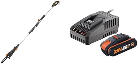 WORX WG252E.9 Akku Teleskop Heckenschere - 45cm Schnittbreite - 10-Fach Verstellbarer Teleskopstiel bis 3,20 Meter Hhe - PowerShare kompatibel - Ohne Akku & Ladegert