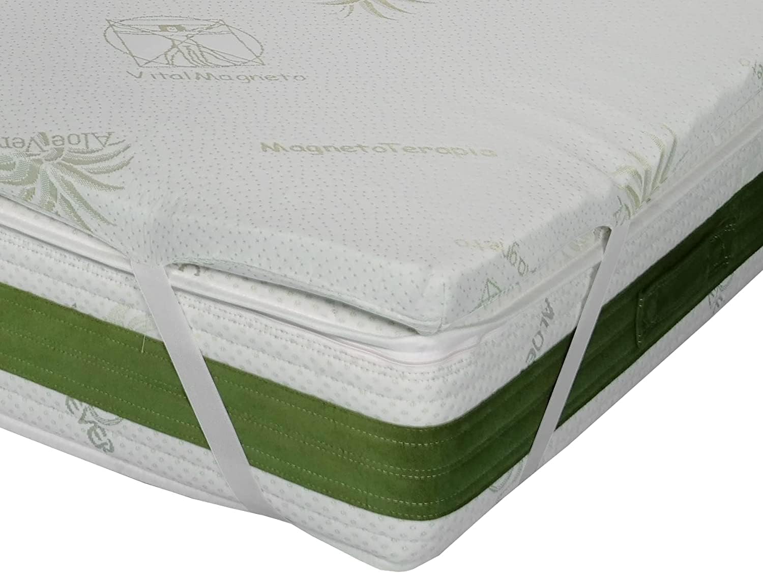 Corrector Topper in Fresh Memory Foam 5 cm, Removable Aloe Vera Cover with Elastic Bands (160 x 190 cm, Double)
