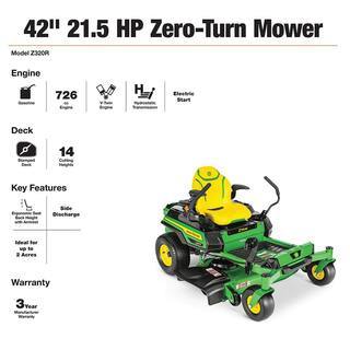 John Deere Z320R 42&prime;&prime; 21.5 HP V Twin Zero Turn Riding Mower with Accel Deep Deck