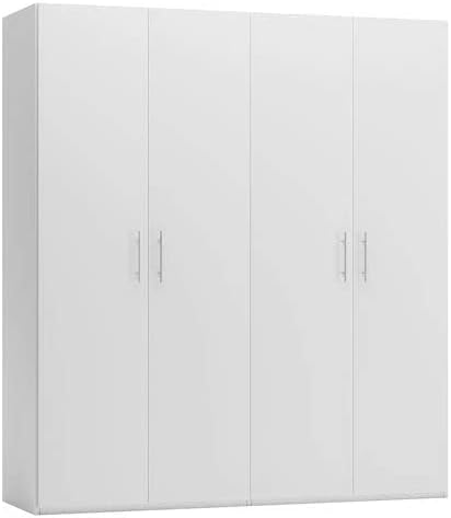 MY BRAND Germanvox Swift Wardrobe with 4 Doors Bedroom Matt White Made in Italy L.181 D.53 H.202 cm