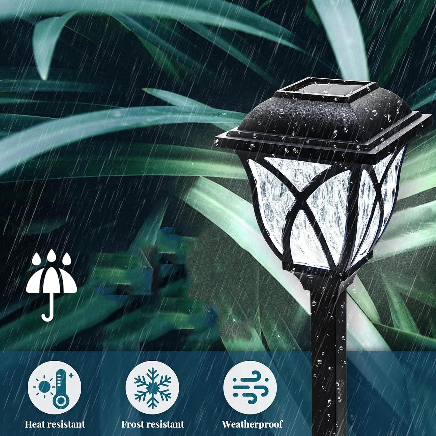 Gartenstecker aus Edelstahl, IP66, wasserdicht, für den Außenbereich, Wegbeleuchtung, keine Kabel, Nachtaktivierung, helle weiße LED für Landschaft und Hof, 4 Stück