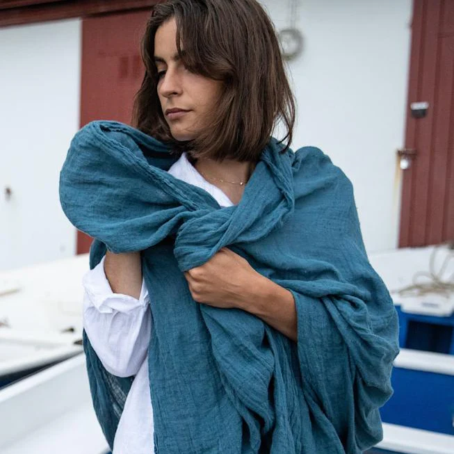 Pure Linen Stole | Bleu Austral