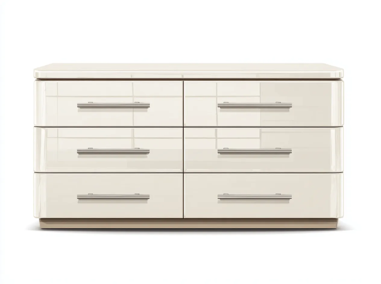 Kommode mit Schubladen-Holz-MDF-150x44x76 cm-Cremeweiß-Moderner Stil