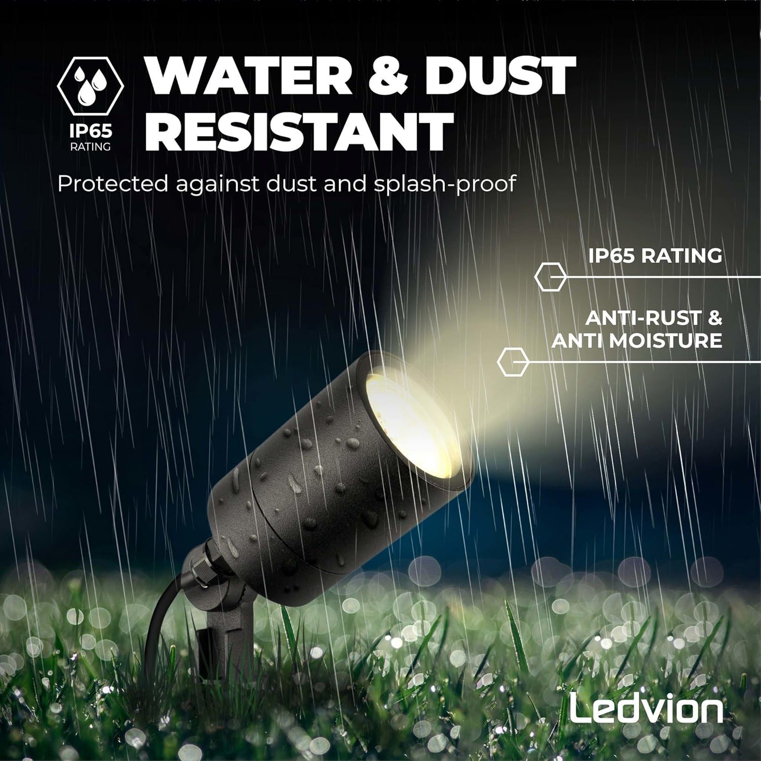 Ledvion - 9X LED Strahler, GU10 Fassung, Schwarz, 5W, IP65, inkl. Schnellanschluss