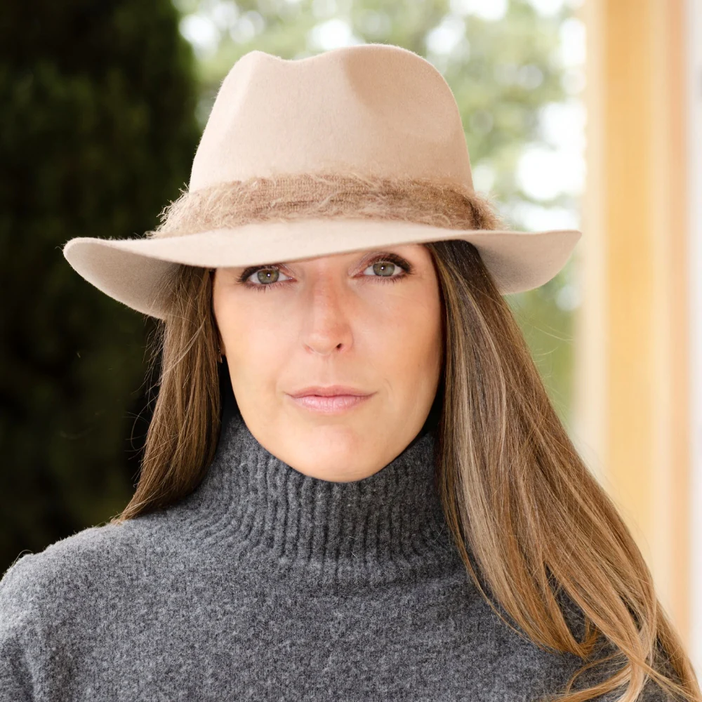 Fedora Mohair Band Hat �C 100% Wool, Designed in France, Made in Italy