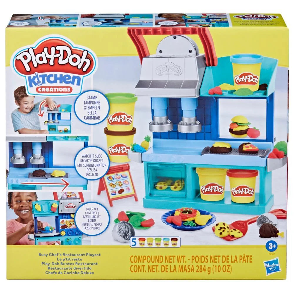 Play Doh Kitchen Creations Busy Chef&rsquo;s Restaurant Set, 5 Colors, Kids Playset with Stampers & Accessories