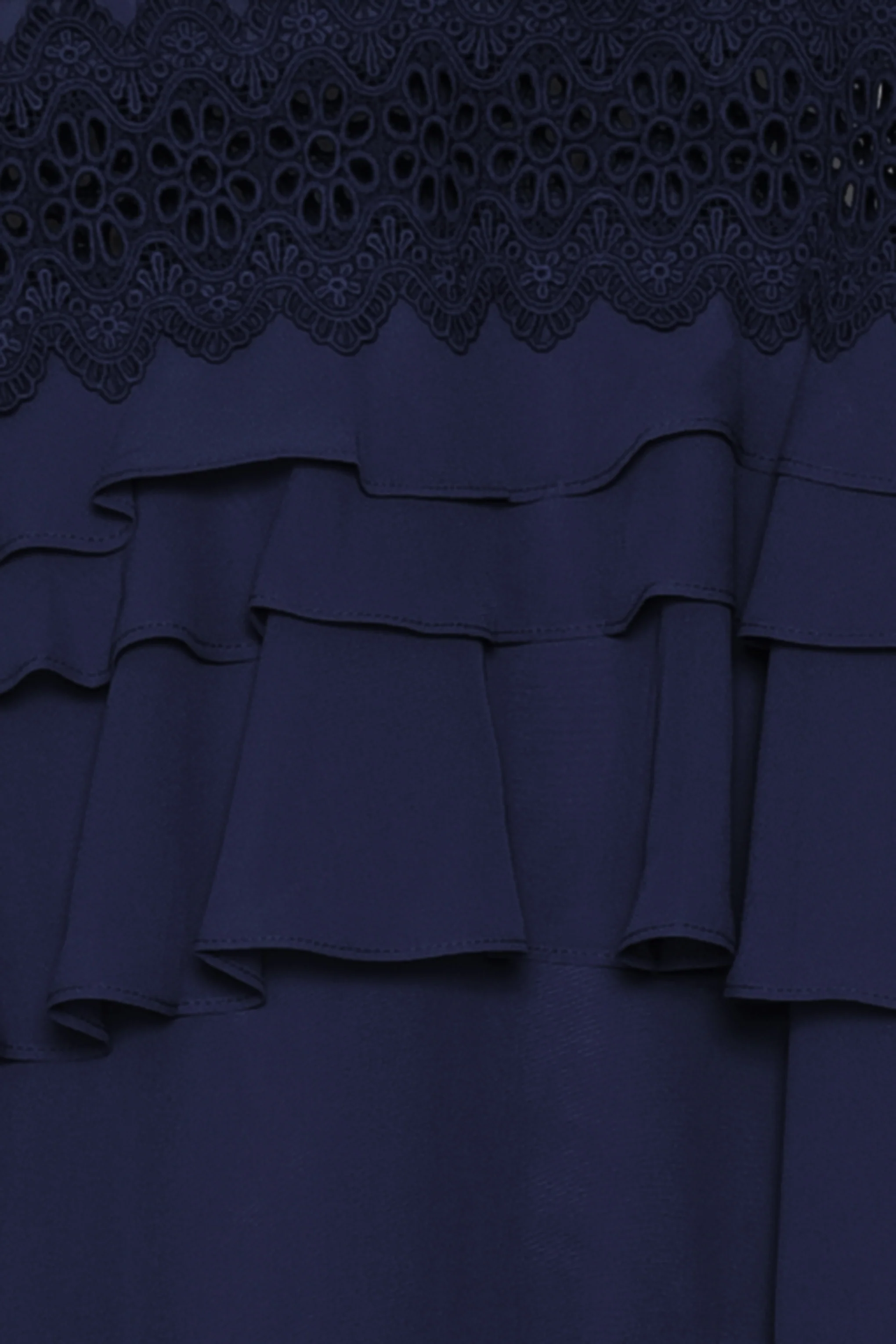 Sophia Navy Deep Plunge Layered Ruffle Maxi Dress