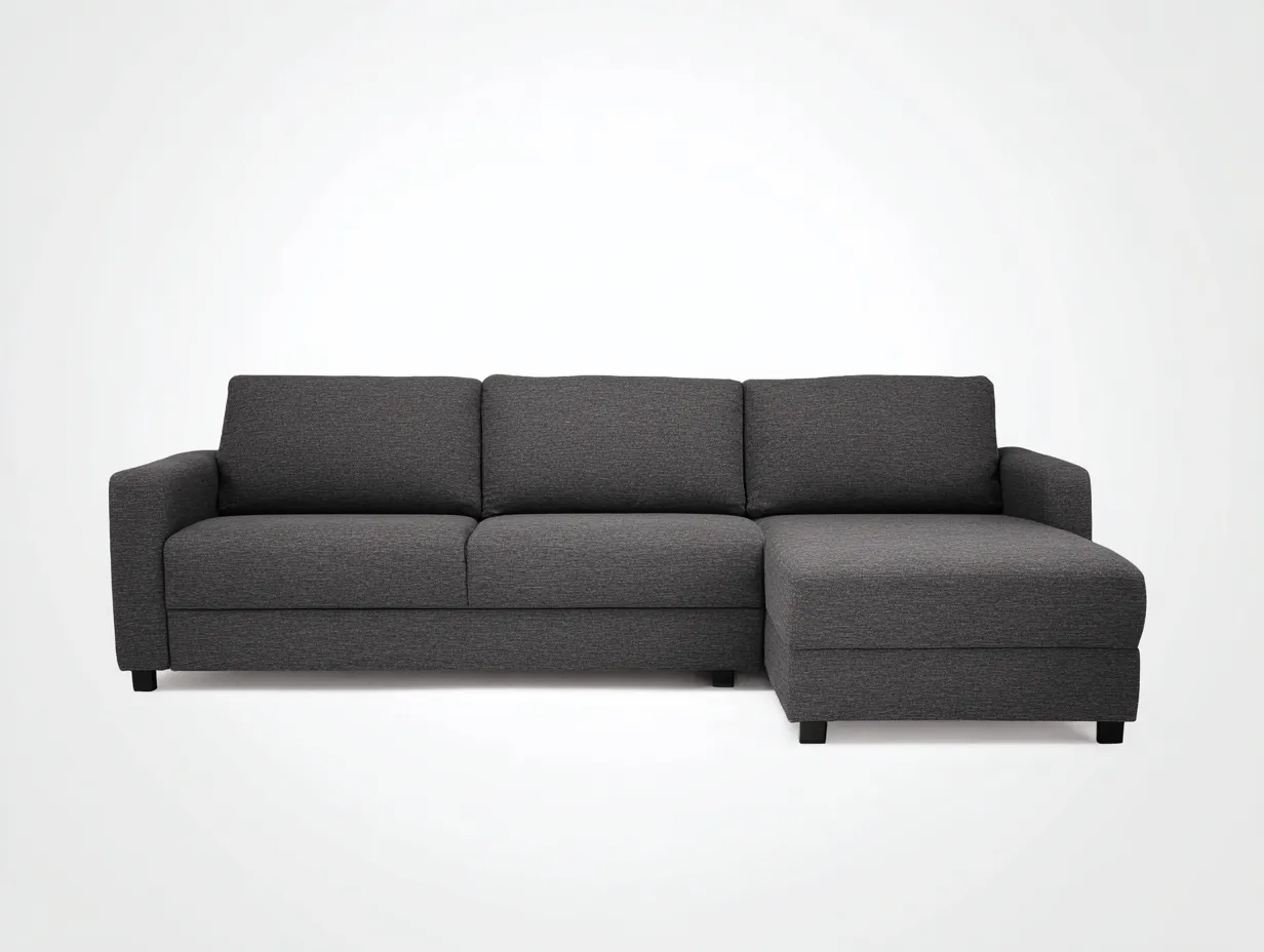 Ecksofa-Stoff-Holz-244 x 156 x 85 cm-Grau-Moderner Minimalistischer Wohnstil