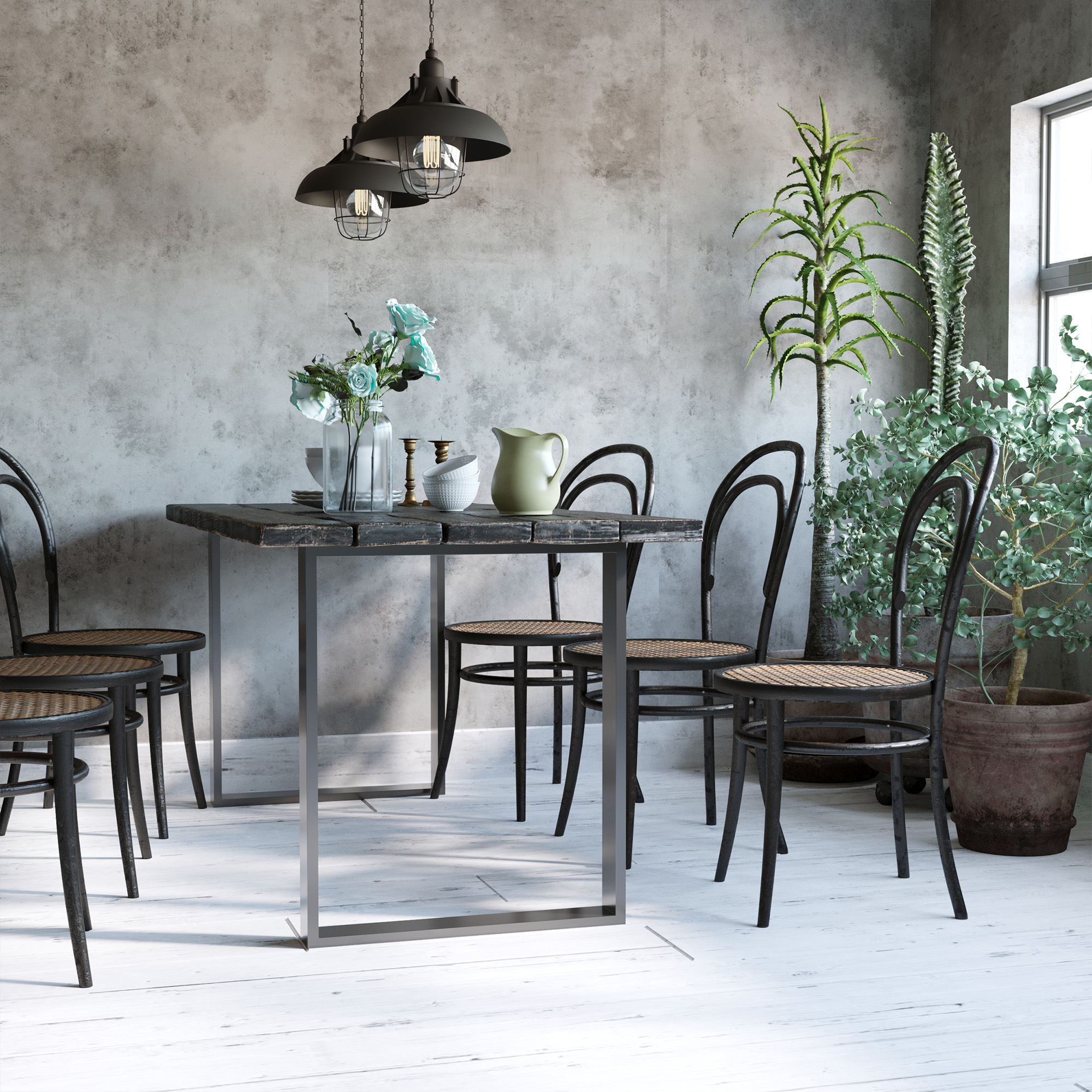 HOMCOM Tischbein-Set, 2 Stahlbeine, 72 x 60 cm, vorgebohrte Löcher, Industrial Design, Stahl, schwarz