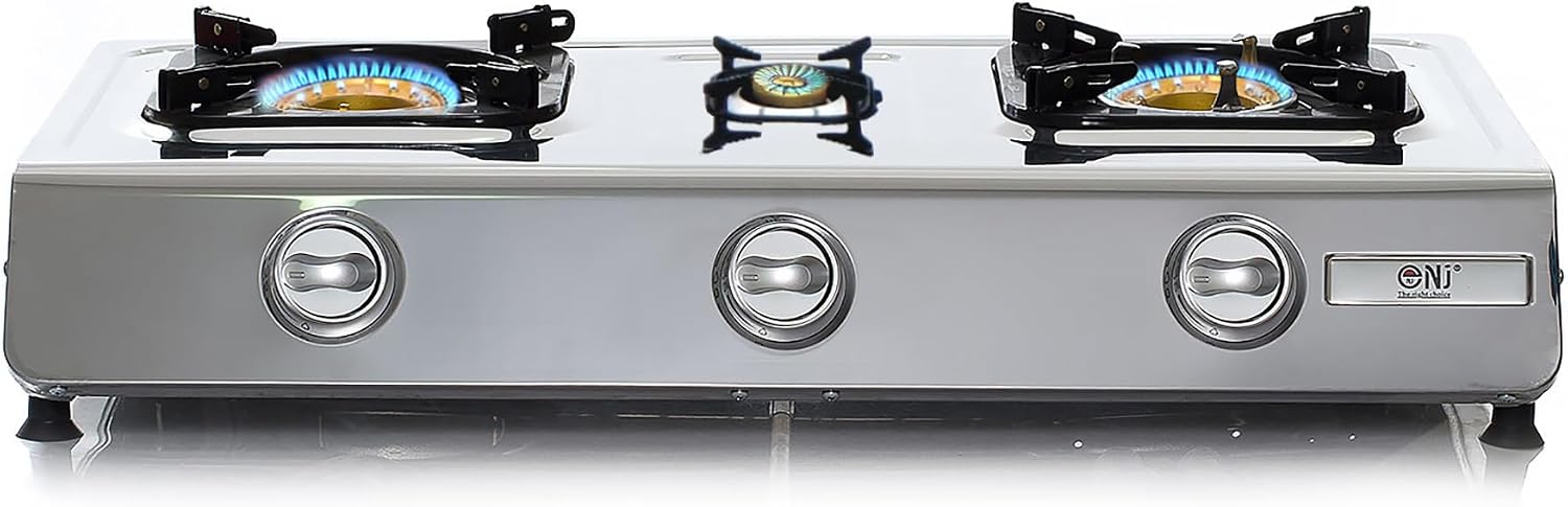 NJ NSD-3 Fornello a Gas 3 Fuochi Piano Cottura Portatile Interna GPL