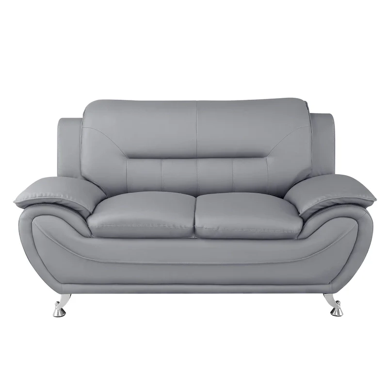 61.3-Inch Faux Leather Pillow Top Arm Loveseat