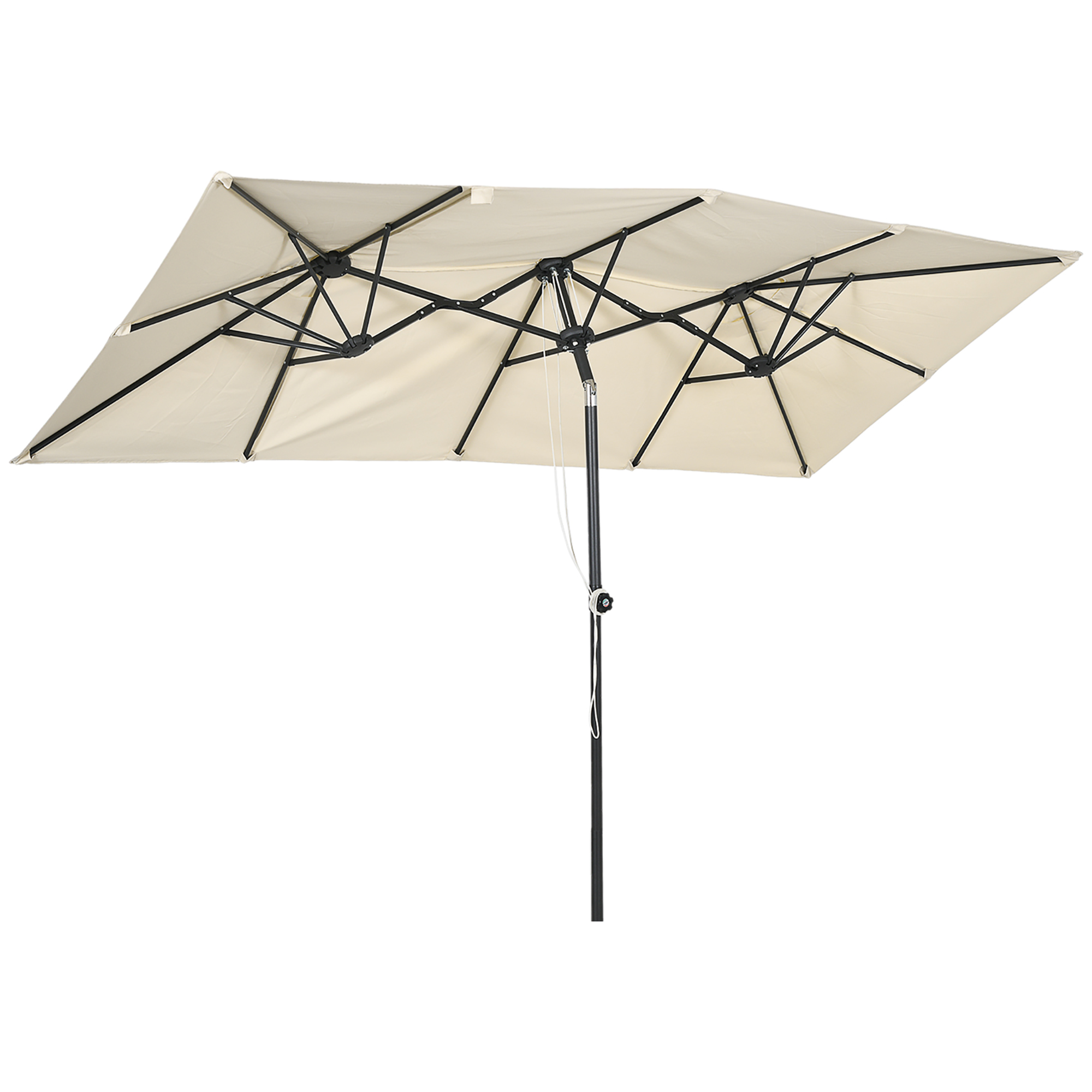 Outsunny Großer Sonnensschirm, höhenverstellbar, neigbar, 150x295x170-214 cm, Creme