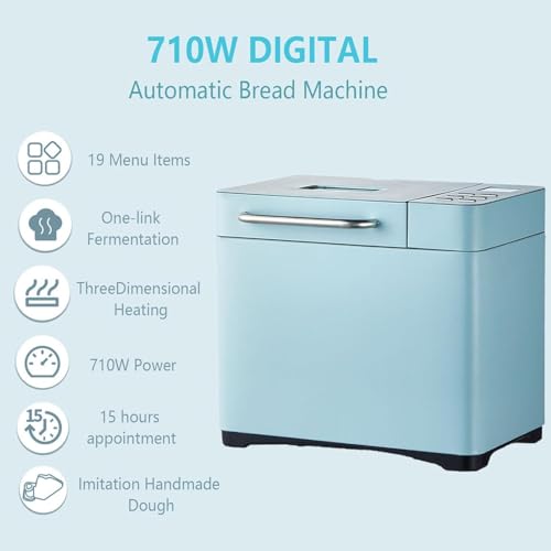 WaaYb Macchine per Il Pane, Macchine per Il Pane in Acciaio Inossidabile 19 Impostazioni Programma, Macchina per Il Pane Grande da 2,2LB con Teglia in Ceramica, Dispenser Automatico di Noci Blue : Amazon.it: Casa e cucina