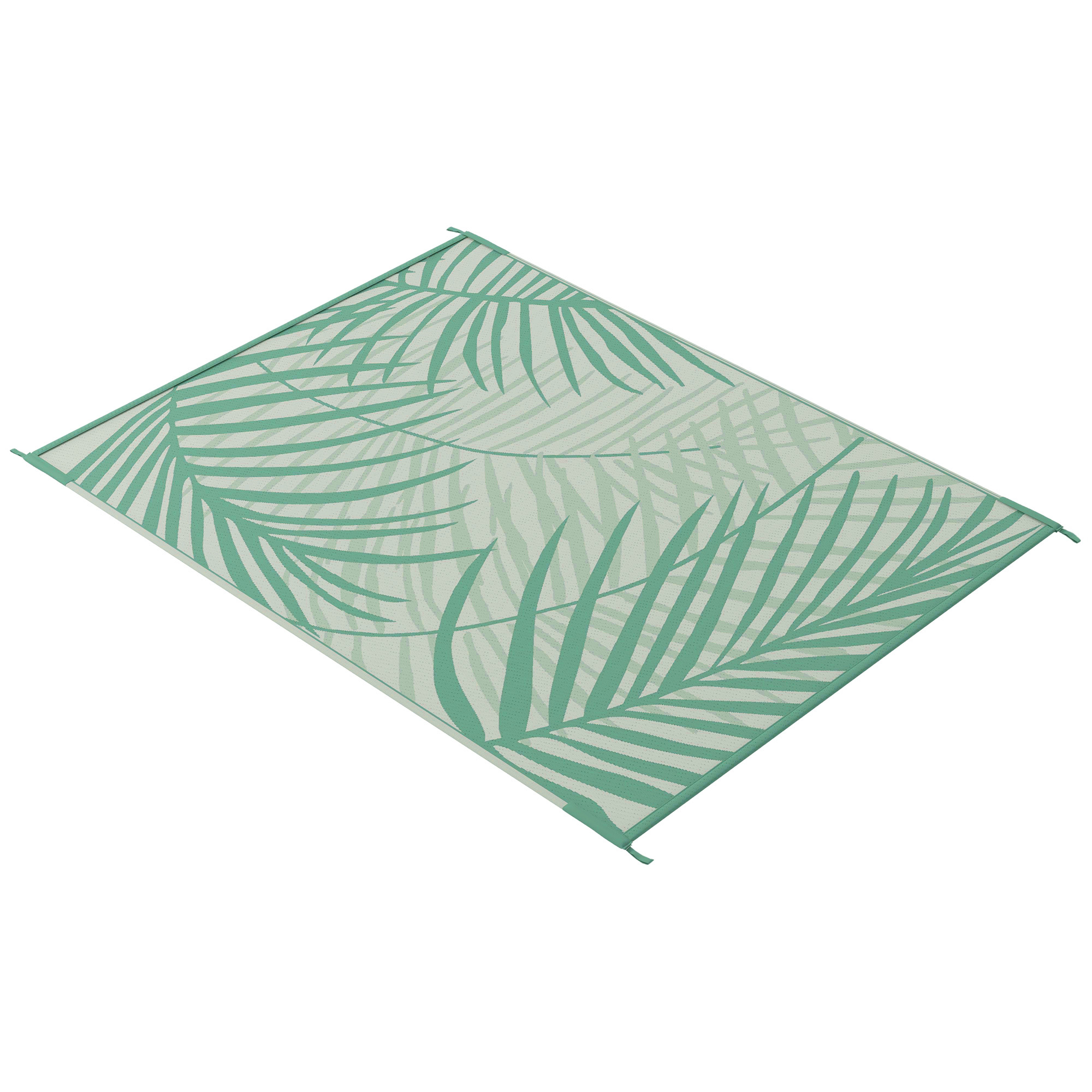 Outsunny Outdoorteppich Terrassenteppich, wetterbeständig, modernes Design, 365 cm x 274 cm x 0,3cm, Grün + Creme