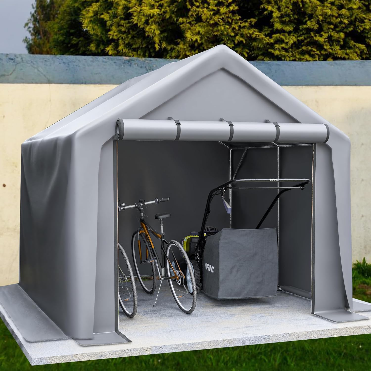 Fahrradgarage Geräteschuppen 244x241x217cm – winterfestes wasserdichtes Lagerzelt & Garagenzelt für Fahrräder, Motorräder mit stabilem Stahlrahmen