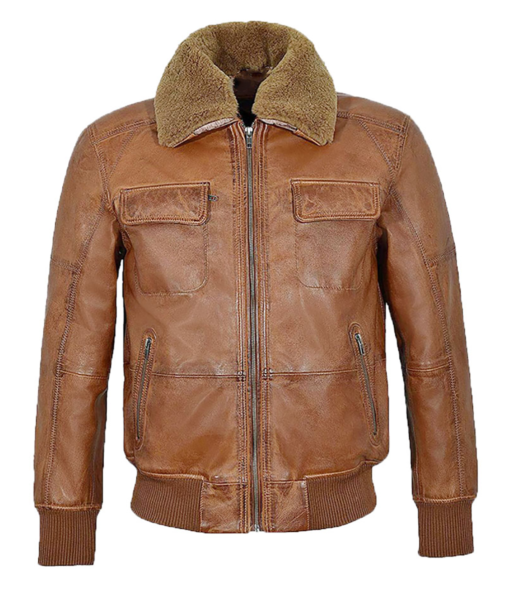 Mens Brown Aviator Bomber jacket