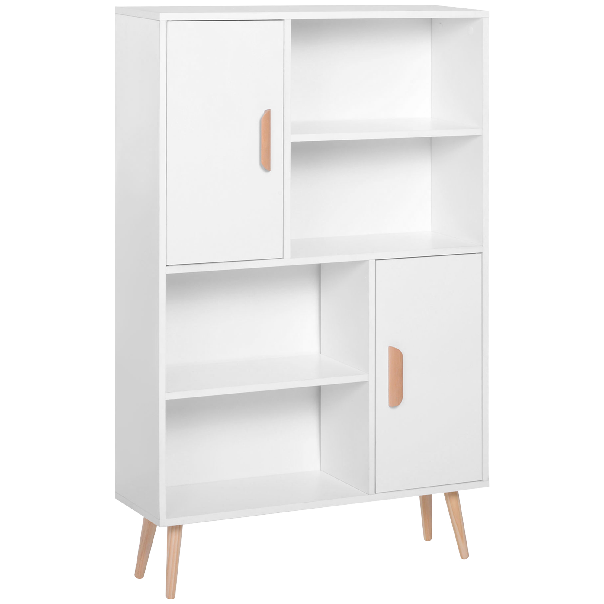 HOMCOM Kommode Sideboard Schubladenkommode Highboard Schrank Anrichte Schuhschrank Küchenregal Küchenschrank mit 2 Türen 5 Fächern Weiß 80 x 23,5 x 123 cm