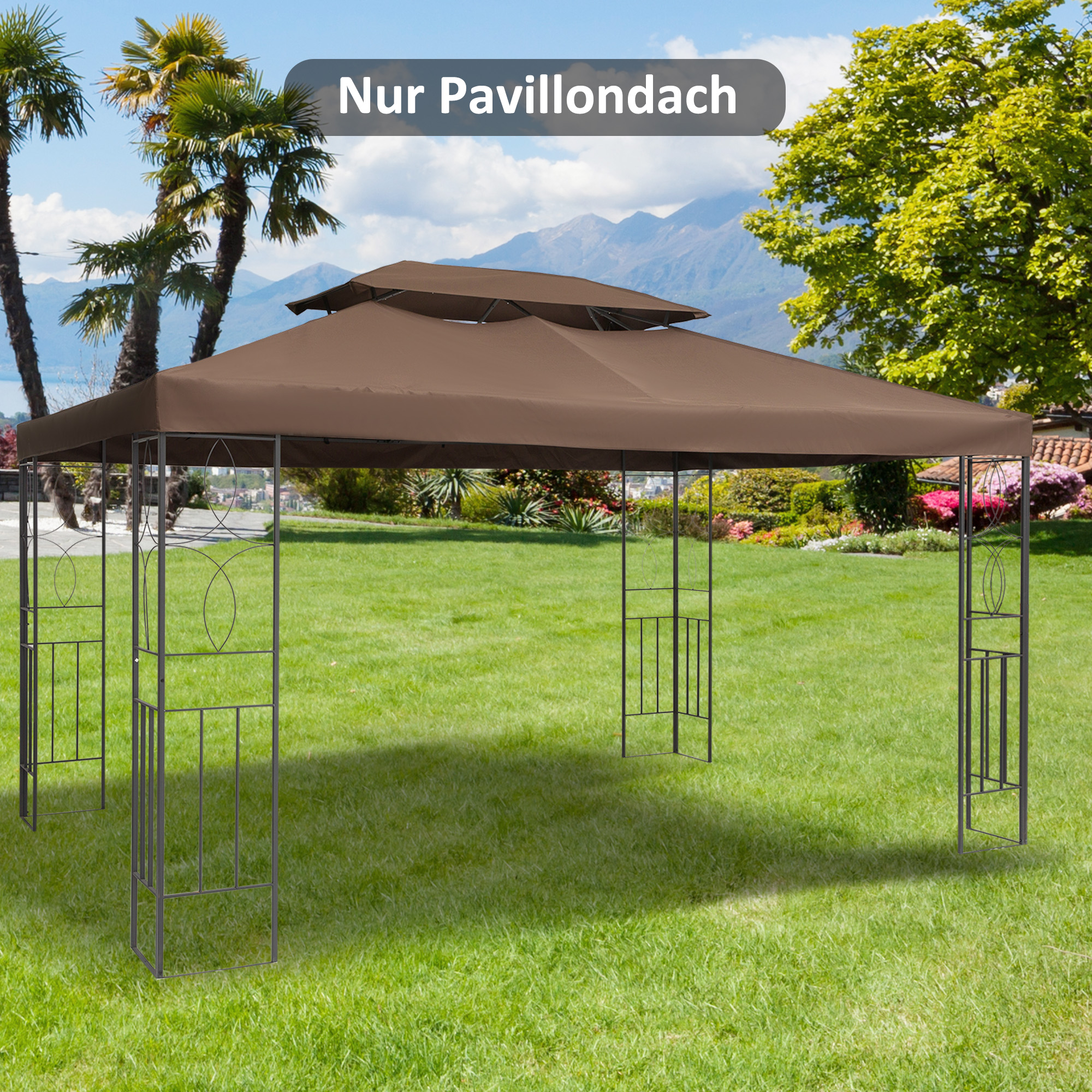 Outsunny Ersatzdach für Gartenpavillons 3x4m Polyester Kaffee
