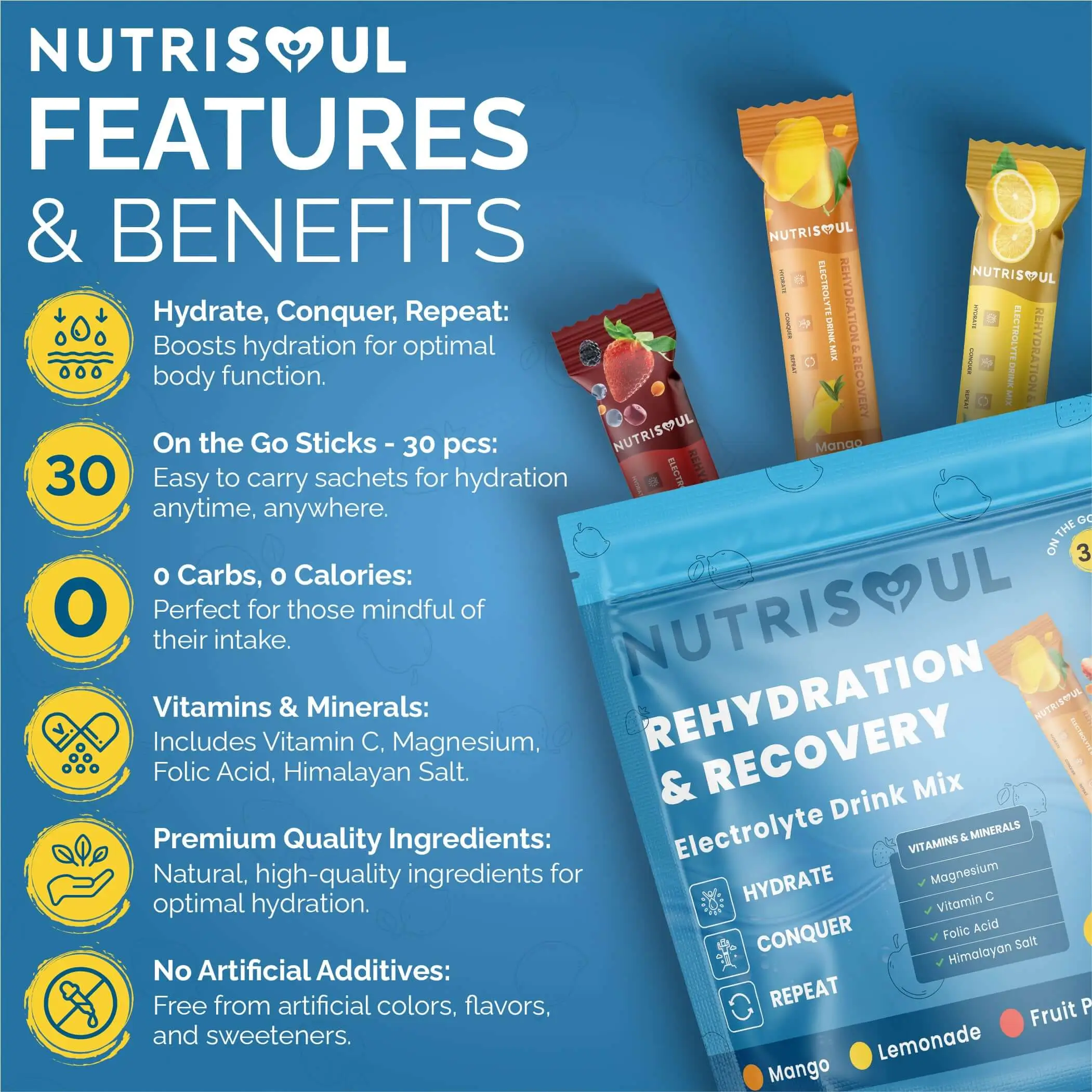 Rapid Rehydration Electrolytes Powder - 30 Sachets