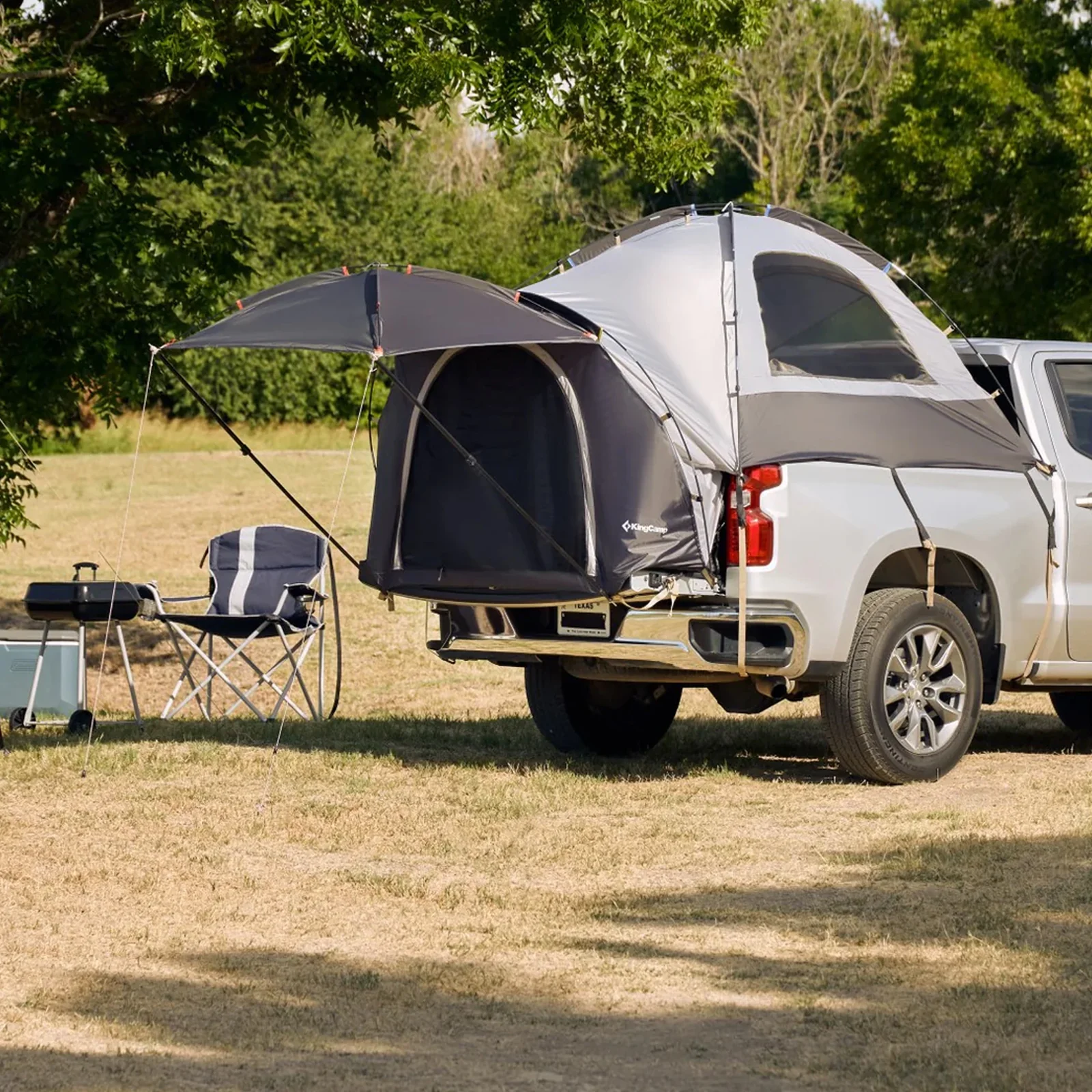 2025 KingCamp Pick Up Tenda – Montaggio rapido in 15 minuti, impermeabile con colonna d’acqua 3000 mm, finestre in mesh e tettuccio parasole, spazio notte per 2 persone