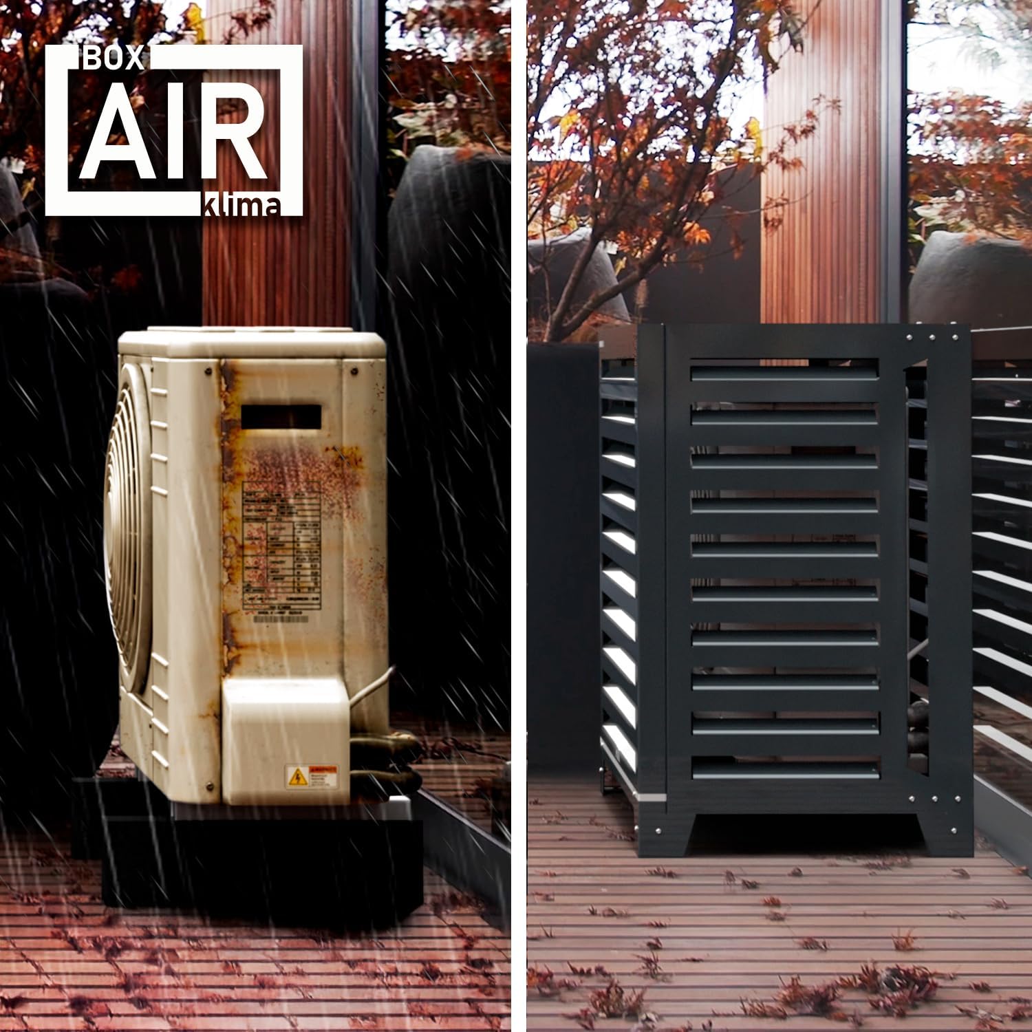 Box Air Klima Abdeckung - Schallschutzhaube Wärmepumpe Schutzgitter - Verkleidung Klimaanlage Außengerät - Für Klimaanlagen und Wärmepumpen - Robuste Schutzabdeckung