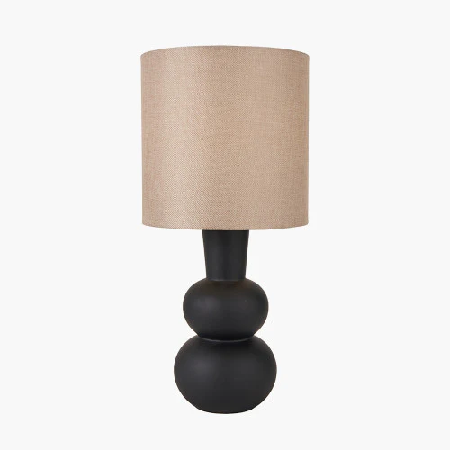 Black Curved Ceramic Table Lamp + Shade