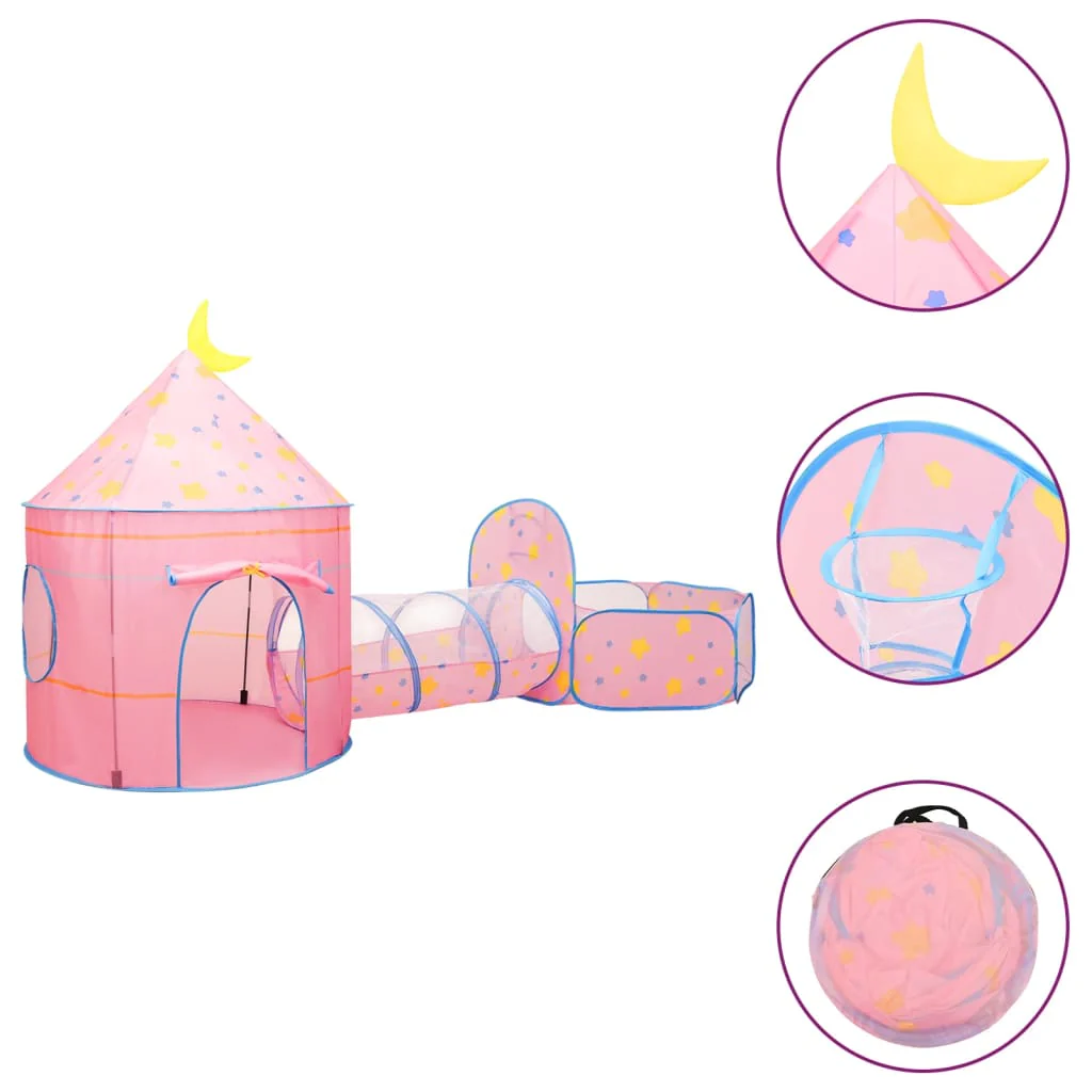 Tenda da gioco per bambini con 250 palline rosa 301x120x128 cm