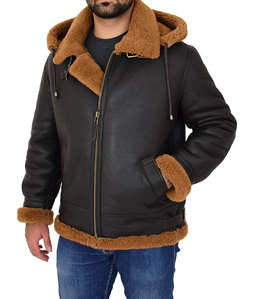 Men’s B3 Shearling Bomber Jacket With Hoodie