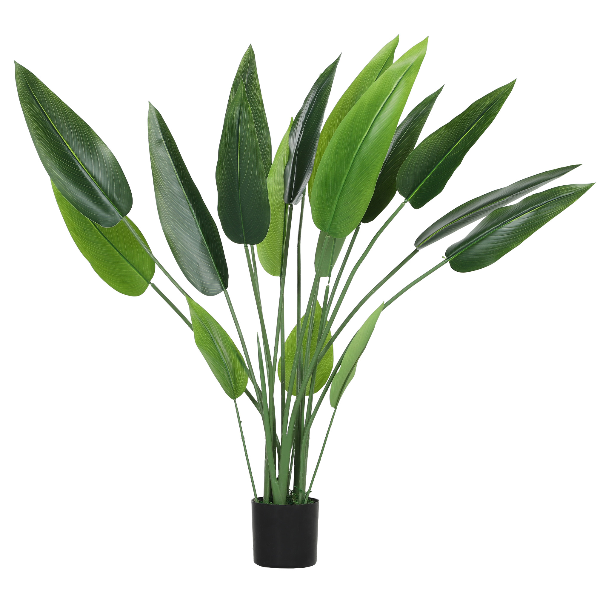 Kunstplant in Cementpot, 18 Bladeren, Plastic, Groen