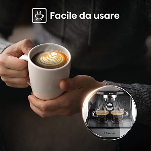 Hisense, HESCM15DBK, Macchina da caffè espresso manuale, macinato e compatibile con cialde ESE 44 mm, Pressione 15 bar, Schermo Touch, 1100W, Silver, 27.4x30x27.2 cm : Amazon.it: Casa e cucina